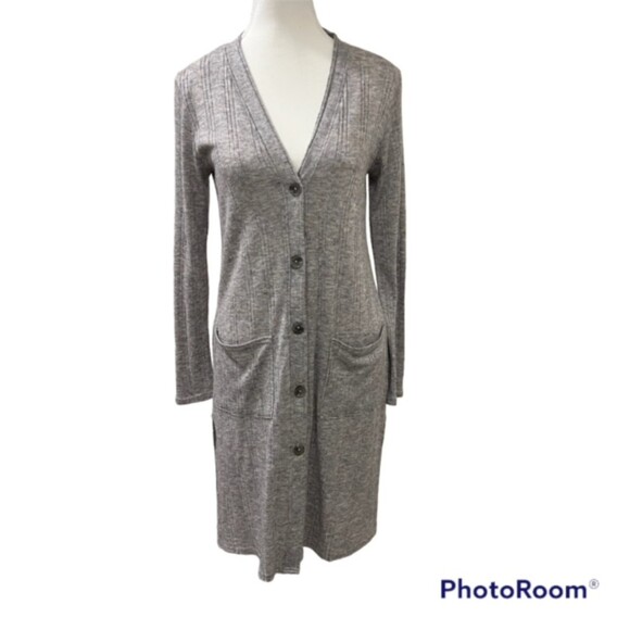 Maurices Womens Gray Button Front Long Sleeve Long Cardigan Side Slits Sz Small - Picture 1 of 12